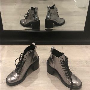 NWOT Dolce Vita Silver Metallic Combat Boots